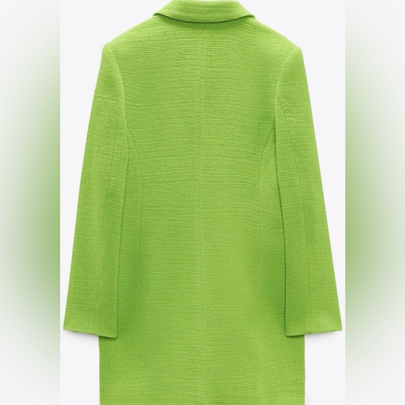 100% Authentic ZARA Neon Green Textured Blazer Dress - Picture 2 of 5